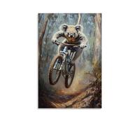 XMHMYHZJ Animal Oil Painting- A Koala Maneuvering through A Mountain Biking Trail, Focus Intense. Wall Art Mural Modern Decoration Hanging Art Poster 20x30inch(50x75cm)