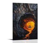 XMHMYHZJ Animal Oil Painting- A Lizard Ziplining through Volcanic Caverns in A Molten Rock Maze Wall Art Mural Modern Decoration Hanging Art Poster 24x36inch(60x90cm)
