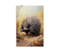 XMHMYHZJ Animal Oil Painting- A Porcupine Fencing with Precision, Quills Bristling in Anticipation. Wall Art Mural Modern Decoration Hanging Art Poster 16x24inch(40x60cm)
