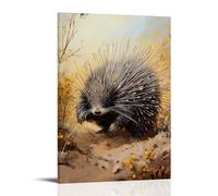 XMHMYHZJ Animal Oil Painting- A Porcupine Fencing with Precision, Quills Bristling in Anticipation. Wall Art Mural Modern Decoration Hanging Art Poster 24x36inch(60x90cm)