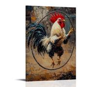 XMHMYHZJ Animal Oil Painting- A Rooster Jump Roping in A Rural Street Workout Challenge Wall Art Mural Modern Decoration Hanging Art Poster 08x12inch(20x30cm)