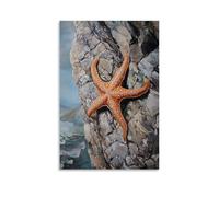 XMHMYHZJ Animal Oil Painting- A Starfish Participating in A Rock Climbing Event, Suction Cups Gripping. Wall Art Mural Modern Decoration Hanging Art Poster 16x24inch(40x60cm)