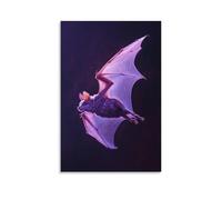 XMHMYHZJ Animal Oil Painting of A Bat Spiraling in A Nocturnal Skydive, Sharp Contrast Against Deep Midnight-purple. Wall Art Mural Modern Decoration Hanging Art Poster 08x12inch(20x30cm)