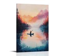 XMHMYHZJ Animal Oil Painting of A Cat Paddleboarding at Sunrise on A Perfectly still Mountain Lake. Wall Art Mural Modern Decoration Hanging Art Poster 08x12inch(20x30cm)