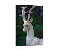 XMHMYHZJ Animal Poster, Beautiful White Deer Wall Art Mural Modern Decoration Hanging Art Poster 20x30inch(50x75cm)