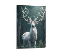 XMHMYHZJ Animal Poster Beautiful White Deer Wall Art Mural Modern Decoration Hanging Art Poster 20x30inch(50x75cm)