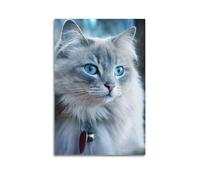 XMHMYHZJ Animal Poster, Cat with Blue Pupils Looking Ahead Wall Art Mural Modern Decoration Hanging Art Poster 24x36inch(60x90cm)