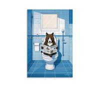 XMHMYHZJ Animal Poster Featuring A Bear Taking A Break in The Bathroom Reading The Paper Wall Art Mural Modern Decoration Hanging Art Poster 16x24inch(40x60cm)