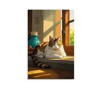 XMHMYHZJ Animal Poster Featuring A Cat Lies on A Window Sill Looking Outside Wall Art Mural Modern Decoration Hanging Art Poster 20x30inch(50x75cm)
