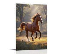 XMHMYHZJ Animal Poster Featuring A Horse Running in Sunlit Grass Field Wall Art Mural Modern Decoration Hanging Art Poster 08x12inch(20x30cm)
