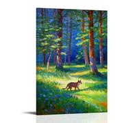 XMHMYHZJ Animal Poster Featuring A Red Fox Running through The Woods Wall Art Mural Modern Decoration Hanging Art Poster 16x24inch(40x60cm)