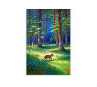 XMHMYHZJ Animal Poster Featuring A Red Fox Running through The Woods Wall Art Mural Modern Decoration Hanging Art Poster 20x30inch(50x75cm)