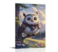 XMHMYHZJ Animal Poster Featuring An Owl in A Scarf Sitting on A Tree Limb Wall Art Mural Modern Decoration Hanging Art Poster 12x18inch(30x45cm)