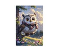 XMHMYHZJ Animal Poster Featuring An Owl in A Scarf Sitting on A Tree Limb Wall Art Mural Modern Decoration Hanging Art Poster 24x36inch(60x90cm)