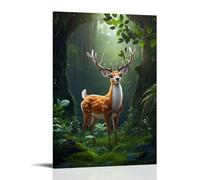 XMHMYHZJ Animal Poster Featuring The Profile of A Deer Against Green Leaves Wall Art Mural Modern Decoration Hanging Art Poster 12x18inch(30x45cm)