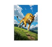 XMHMYHZJ Animal Poster Illustration of An Orange Dog Walking Across The Grass Wall Art Mural Modern Decoration Hanging Art Poster 20x30inch(50x75cm)