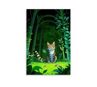 XMHMYHZJ Animal Poster of A Cat Sits Peacefully Alone Amongst Green Foliage Wall Art Mural Modern Decoration Hanging Art Poster 20x30inch(50x75cm)