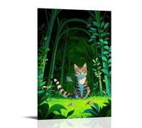 XMHMYHZJ Animal Poster of A Cat Sits Peacefully Alone Amongst Green Foliage Wall Art Mural Modern Decoration Hanging Art Poster 20x30inch(50x75cm)