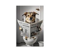 XMHMYHZJ Animal Poster of A Cute Dog Looking Up at Newspaper on Top of A Wall Art Mural Modern Decoration Hanging Art Poster 08x12inch(20x30cm)