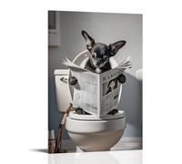 XMHMYHZJ Animal Poster of A Dog Reading The Paper on The Toilet Seat Wall Art Mural Modern Decoration Hanging Art Poster 16x24inch(40x60cm)