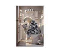 XMHMYHZJ Animal Poster of A Polar Bear on The Toilet Reading The Paper Wall Art Mural Modern Decoration Hanging Art Poster 16x24inch(40x60cm)
