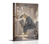 XMHMYHZJ Animal Poster of A Polar Bear on The Toilet Reading The Paper Wall Art Mural Modern Decoration Hanging Art Poster 16x24inch(40x60cm)