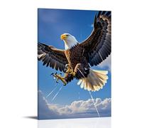 XMHMYHZJ Animal Poster of An Eagle Flying in The Air Against A Blue Sky Background Wall Art Mural Modern Decoration Hanging Art Poster 12x18inch(30x45cm)