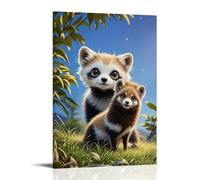 XMHMYHZJ Animal Poster of Two Red Panda Cubs Standing Outside in The Grass Wall Art Mural Modern Decoration Hanging Art Poster 08x12inch(20x30cm)