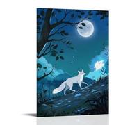 XMHMYHZJ Animal Poster Series of Animated Character on A Night with Moon Wall Art Mural Modern Decoration Hanging Art Poster 20x30inch(50x75cm)