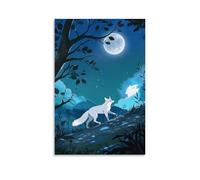XMHMYHZJ Animal Poster Series of Animated Character on A Night with Moon Wall Art Mural Modern Decoration Hanging Art Poster 16x24inch(40x60cm)