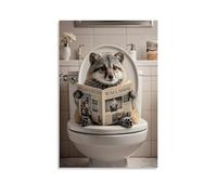 XMHMYHZJ Animal Poster That Looks Like A Raccoon Sitting on A Toilet in Wall Art Mural Modern Decoration Hanging Art Poster 20x30inch(50x75cm)