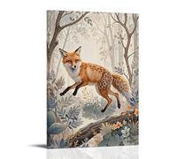 XMHMYHZJ Animal Poster with A Large, Red Fox Flying in The Air over Trees Wall Art Mural Modern Decoration Hanging Art Poster 24x36inch(60x90cm)