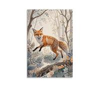 XMHMYHZJ Animal Poster with A Large, Red Fox Flying in The Air over Trees Wall Art Mural Modern Decoration Hanging Art Poster 20x30inch(50x75cm)