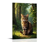 XMHMYHZJ Animal Poster with A Tiger Striped Cat in The Forest Wall Art Mural Modern Decoration Hanging Art Poster 08x12inch(20x30cm)