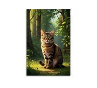 XMHMYHZJ Animal Poster with A Tiger Striped Cat in The Forest Wall Art Mural Modern Decoration Hanging Art Poster 08x12inch(20x30cm)