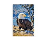 XMHMYHZJ Animal Poster with Animal Figure in Background Perched on Rock near Body of Water Wall Art Mural Modern Decoration Hanging Art Poster 20x30inch(50x75cm)