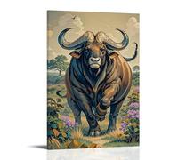 XMHMYHZJ Animal Poster with Brown And Black Bull Walking Across Grassy Area Next to Plants Wall Art Mural Modern Decoration Hanging Art Poster 12x18inch(30x45cm)