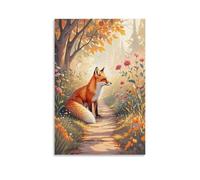 XMHMYHZJ Animal Poster with Fox in The Woods by A Pathway Wall Art Mural Modern Decoration Hanging Art Poster 20x30inch(50x75cm)