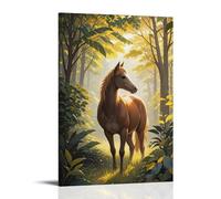 XMHMYHZJ Animal Poster with Horses Standing in Lush Woods of A Parkland Wall Art Mural Modern Decoration Hanging Art Poster 12x18inch(30x45cm)