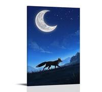 XMHMYHZJ Animal Poster with Moon And Mountains in The Background Wall Art Mural Modern Decoration Hanging Art Poster 20x30inch(50x75cm)
