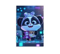XMHMYHZJ Animal Poster with The Cartoon Panda And Little Puppy Wall Art Mural Modern Decoration Hanging Art Poster 08x12inch(20x30cm)
