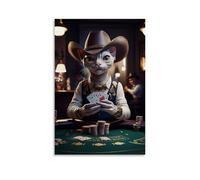 XMHMYHZJ Animal Posters Featuring A Cat Sitting at A Roulet Table Wall Art Mural Modern Decoration Hanging Art Poster 16x24inch(40x60cm)