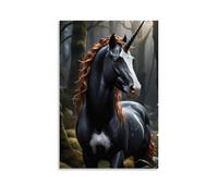 XMHMYHZJ Animal Posters Featuring A Unicorn in A Dark Forest with Its Horn Out Wall Art Mural Modern Decoration Hanging Art Poster 08x12inch(20x30cm)
