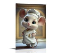 XMHMYHZJ Animal Posters Featuring Cute Little Mouse Wearing A Chef Coat Wall Art Mural Modern Decoration Hanging Art Poster 24x36inch(60x90cm)