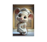 XMHMYHZJ Animal Posters Featuring Cute Little Mouse Wearing A Chef Coat Wall Art Mural Modern Decoration Hanging Art Poster 24x36inch(60x90cm)