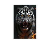 XMHMYHZJ Animal Posters in A Series of Fiery Photos Depicting A Tiger Walking Wall Art Mural Modern Decoration Hanging Art Poster 24x36inch(60x90cm)