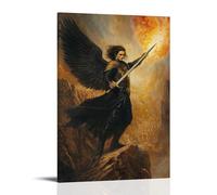 XMHMYHZJ Archangel Michael Stands on The Edge of A Cliff, Wings Flared, Holding A Flaming Sword As Legions Fall Into The Abyss. Wall Art Mural Modern Decoration Hanging Art Poster 16x24inch(40x60cm)