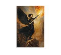 XMHMYHZJ Archangel Michael Stands on The Edge of A Cliff, Wings Flared, Holding A Flaming Sword As Legions Fall Into The Abyss. Wall Art Mural Modern Decoration Hanging Art Poster 08x12inch(20x30cm)