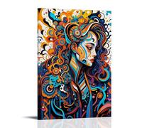 XMHMYHZJ Art Poster Design of A Beautiful Abstract Woman with Blue And Red Hair Wall Art Mural Modern Decoration Hanging Art Poster 12x18inch(30x45cm)