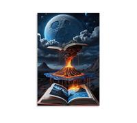 XMHMYHZJ Art Poster Featuring A Surreal Image of Volcanoes, in Front of The Moon Wall Art Mural Modern Decoration Hanging Art Poster 24x36inch(60x90cm)